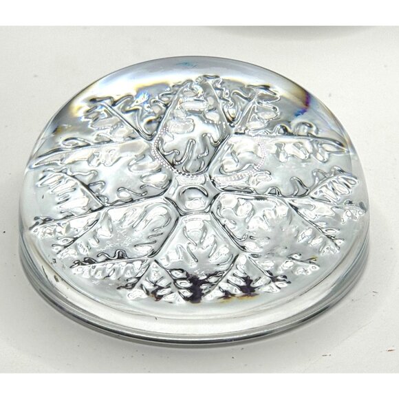 Garanti France Cristal 24% Lead Crystal Glass Christmas Snowflake Paperweight - Picture 6 of 12